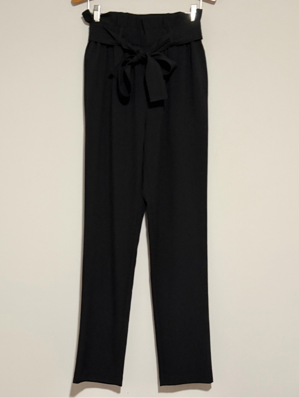 ANORA Mode Black Paperbag Waist Straight-Leg Trousers with Tie Waist